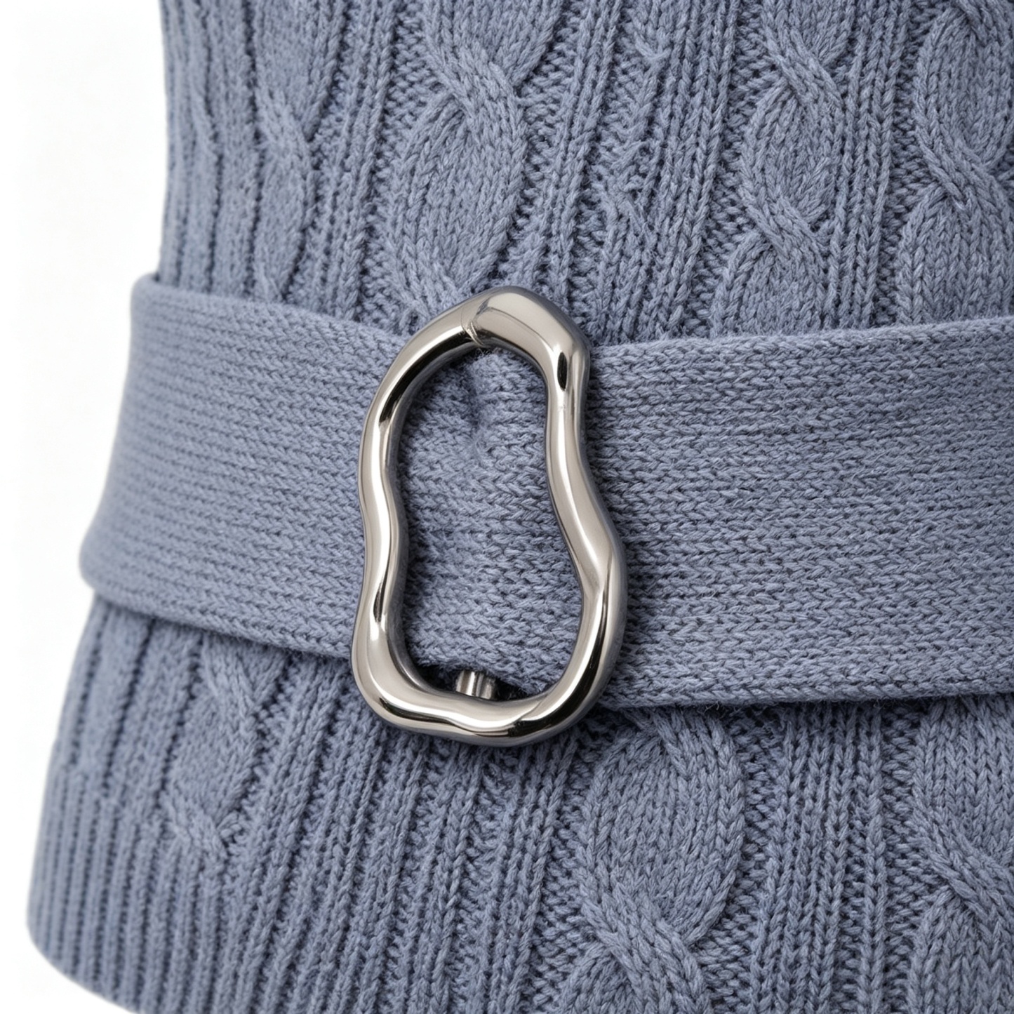 Adjustable high-neck short-sleeve knit top