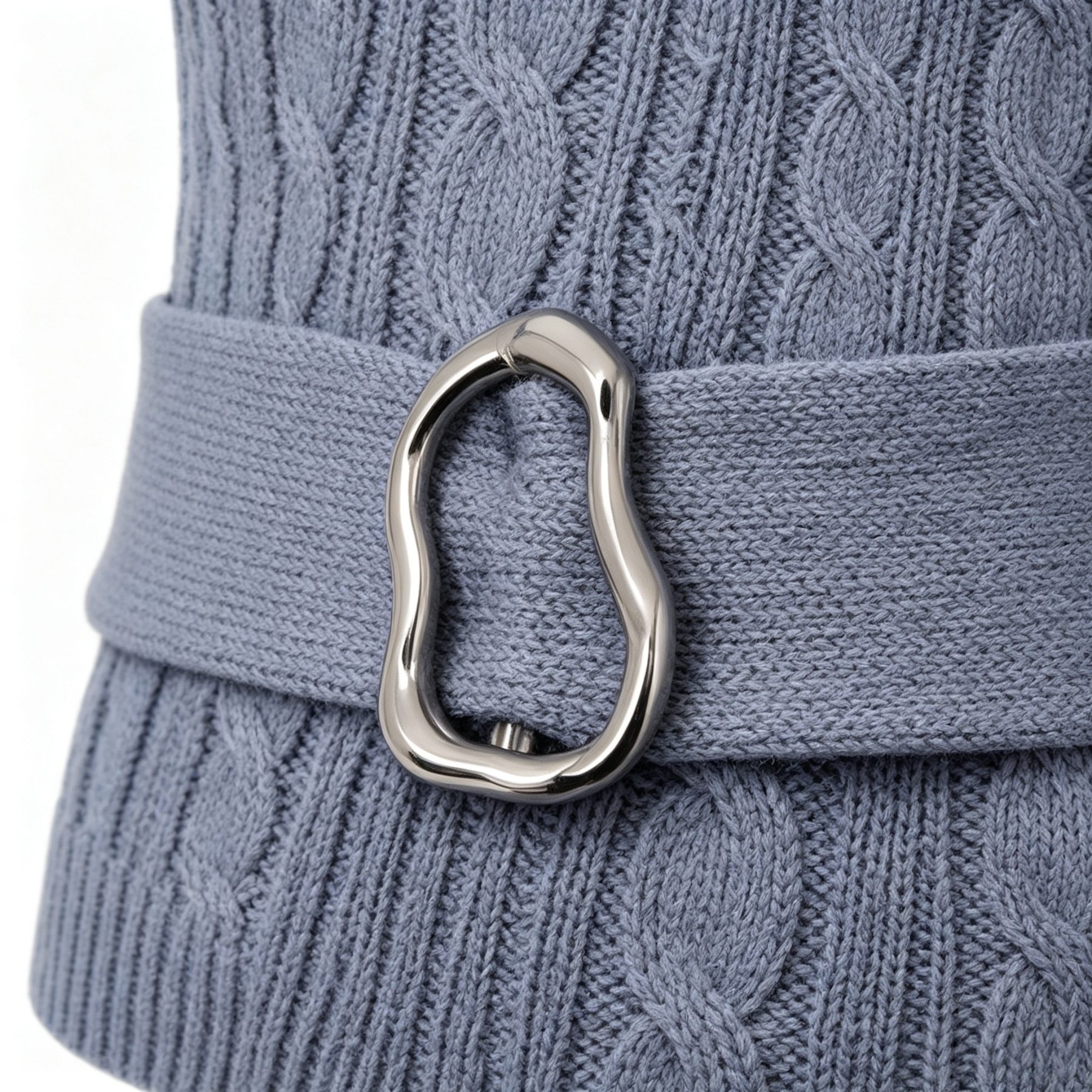 Adjustable high-neck short-sleeve knit top