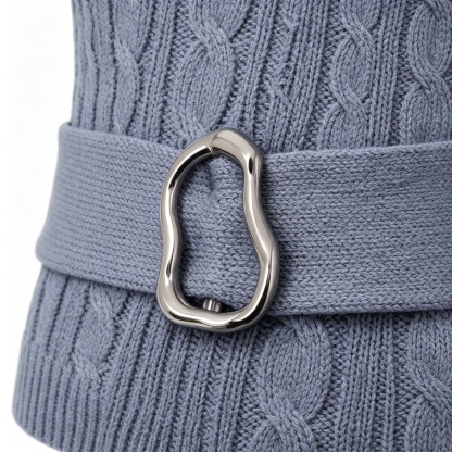 Adjustable high-neck short-sleeve knit top