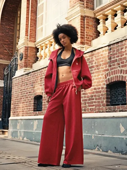 HIGH NECK ZIP UP HOODIE