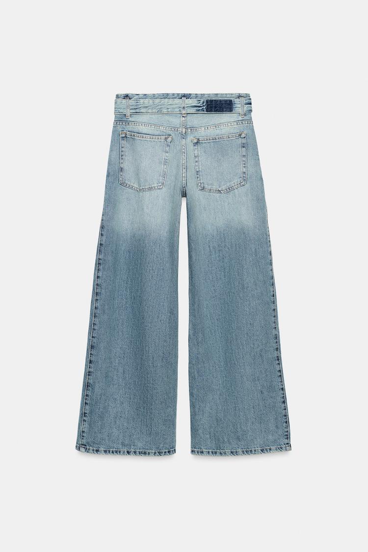 TRF MID-RISE PLEATED BELTED JEANS