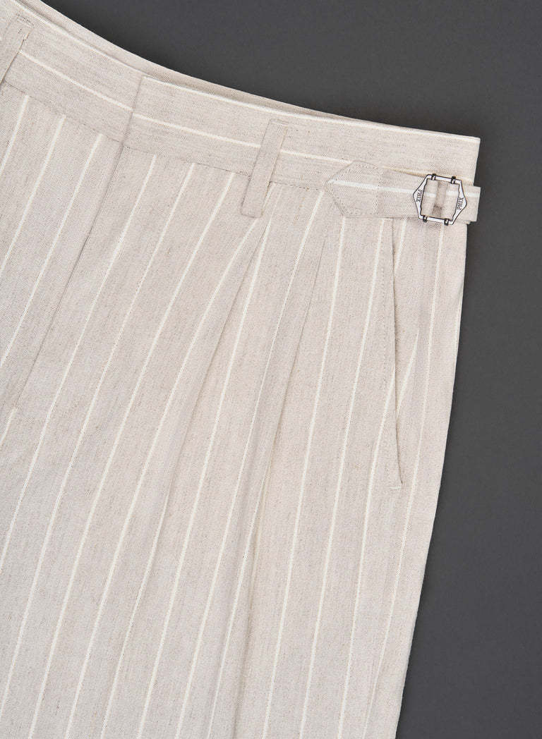 High Waisted Side Buckle Flare Trousers