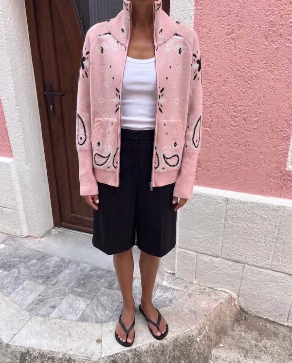 Carla Bandana Zip-Up Sweater