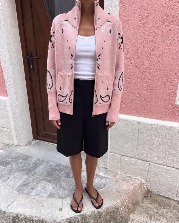 Carla Bandana Zip-Up Sweater