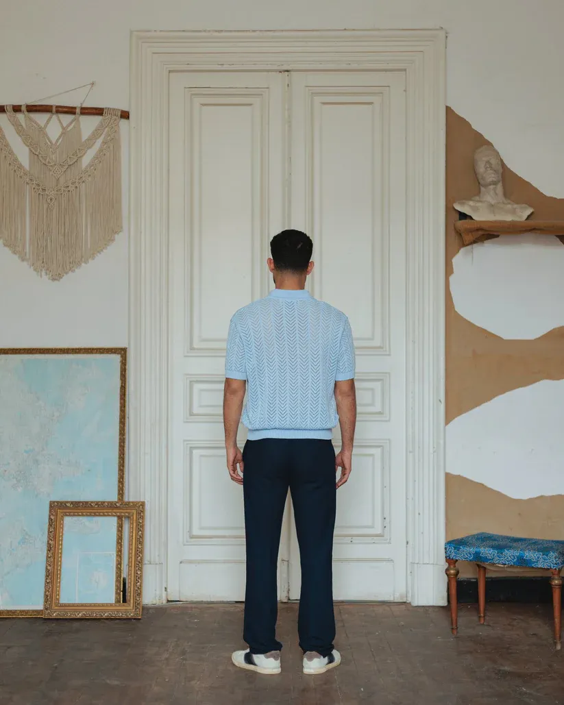 Knit polo shirt