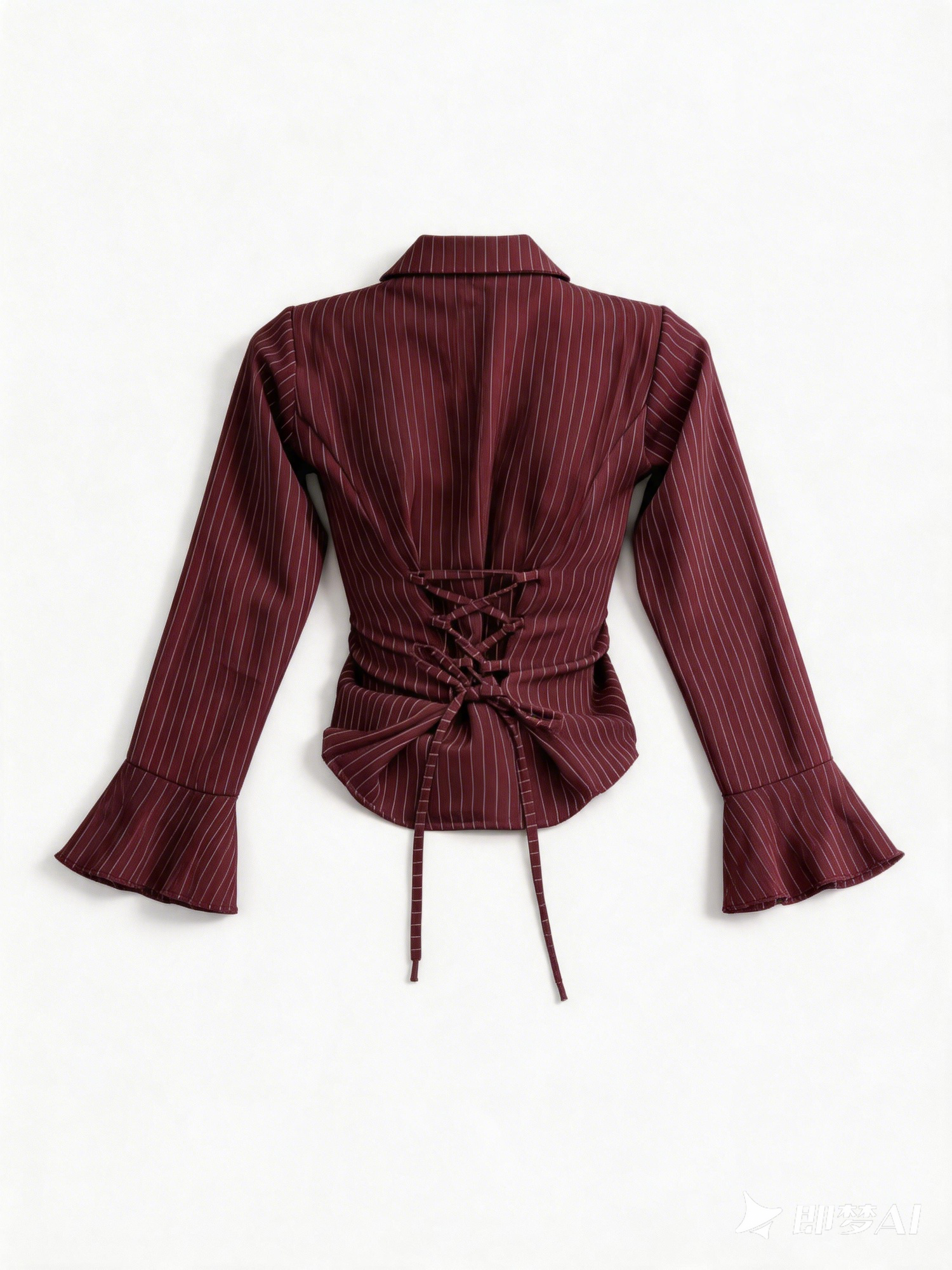 Burgundy Ruched Lace-Up Shirt