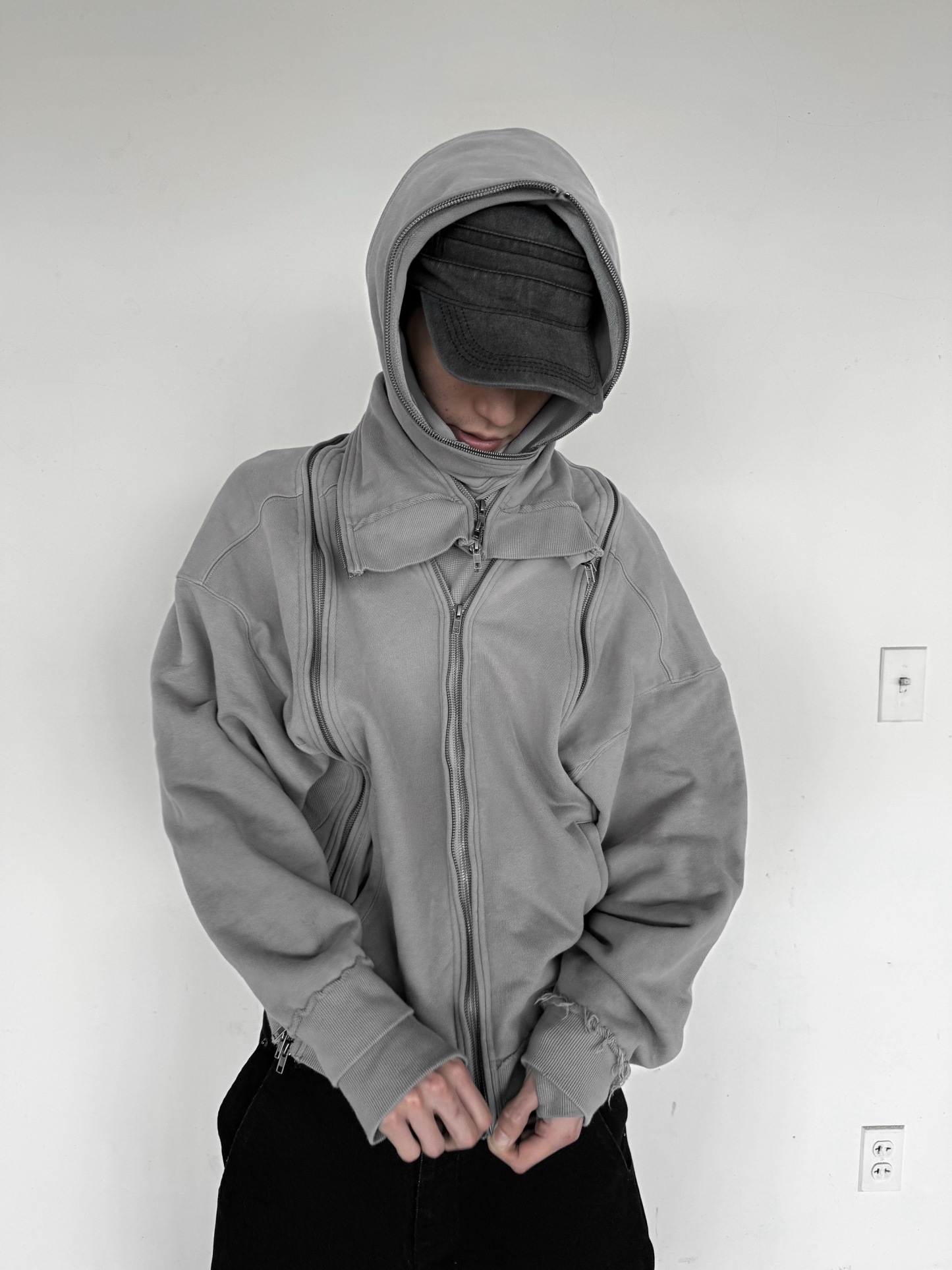 multi-zip hoodie