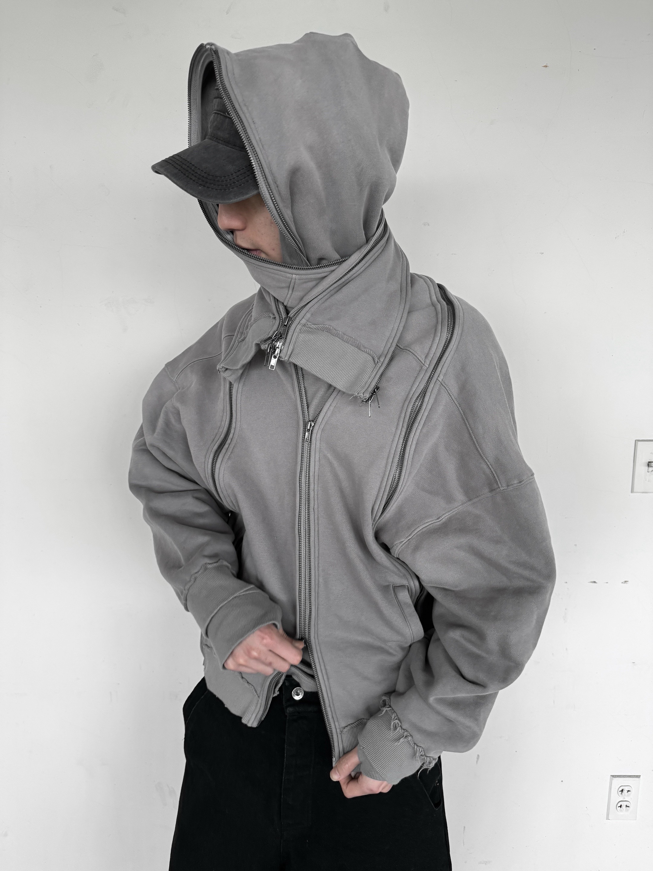 multi-zip hoodie
