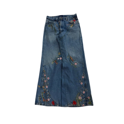 "FLORAL" BAGGY DENIM