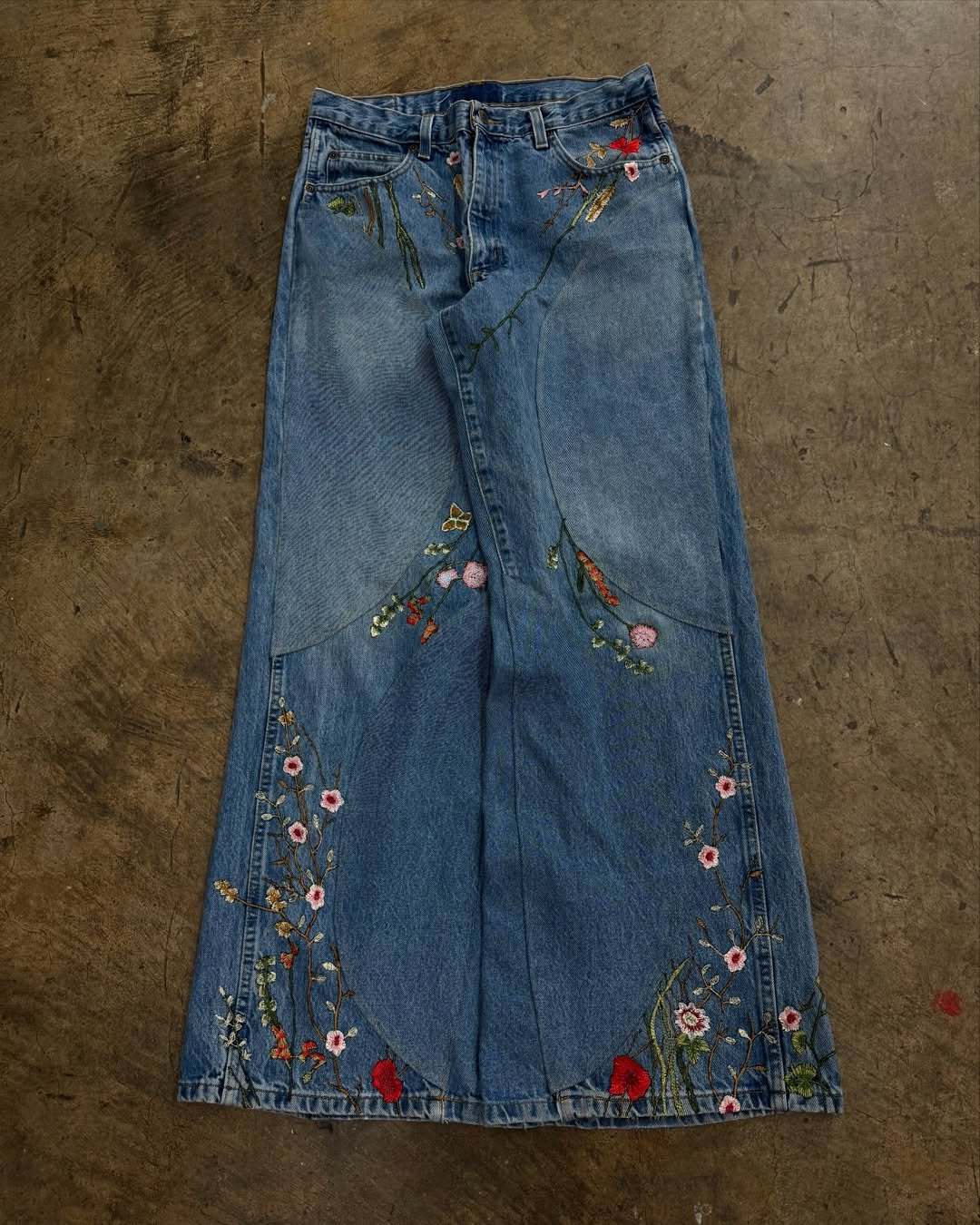 "FLORAL" BAGGY DENIM
