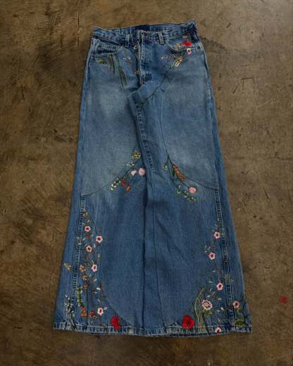 "FLORAL" BAGGY DENIM