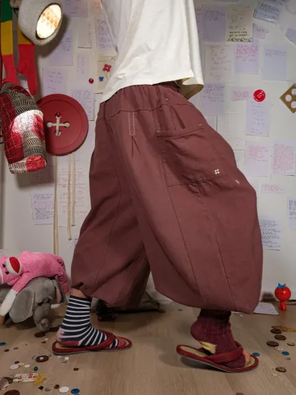 FLAX PLEATED WIDE-LEG PANTS