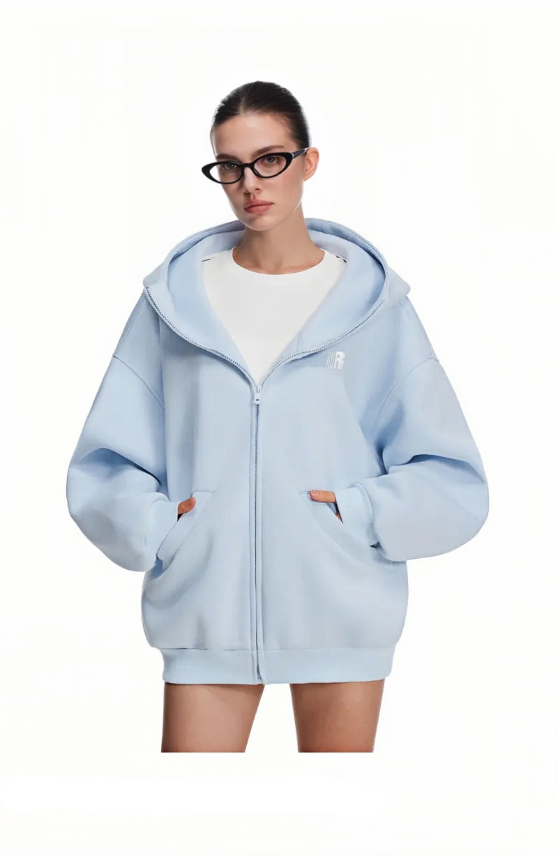 HIGH NECK ZIP UP HOODIE