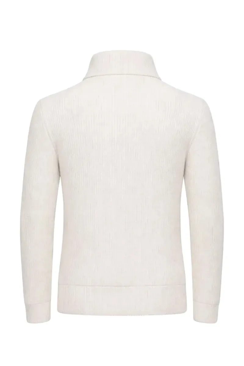 cashmere wool blend cardigan with adjustable fur
