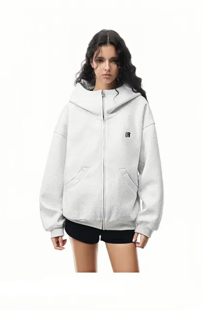 HIGH NECK ZIP UP HOODIE