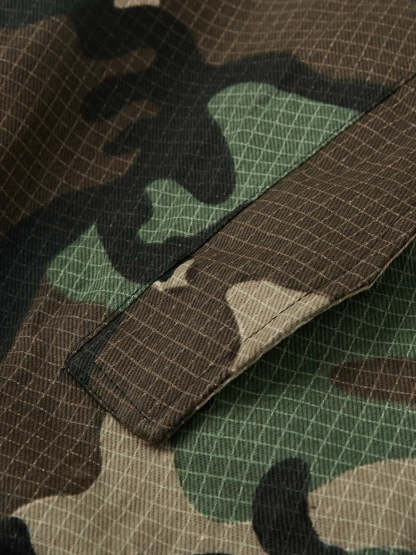 Camouflage Fur Collar Reversible Cotton Jacket