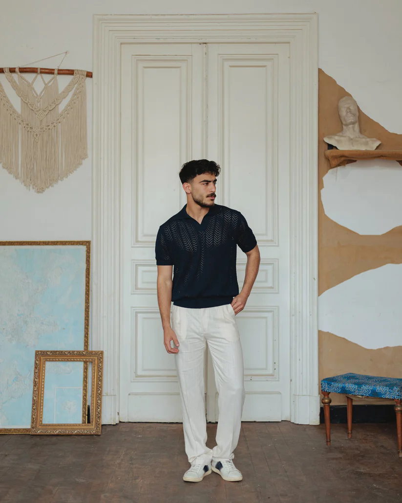 Knit polo shirt