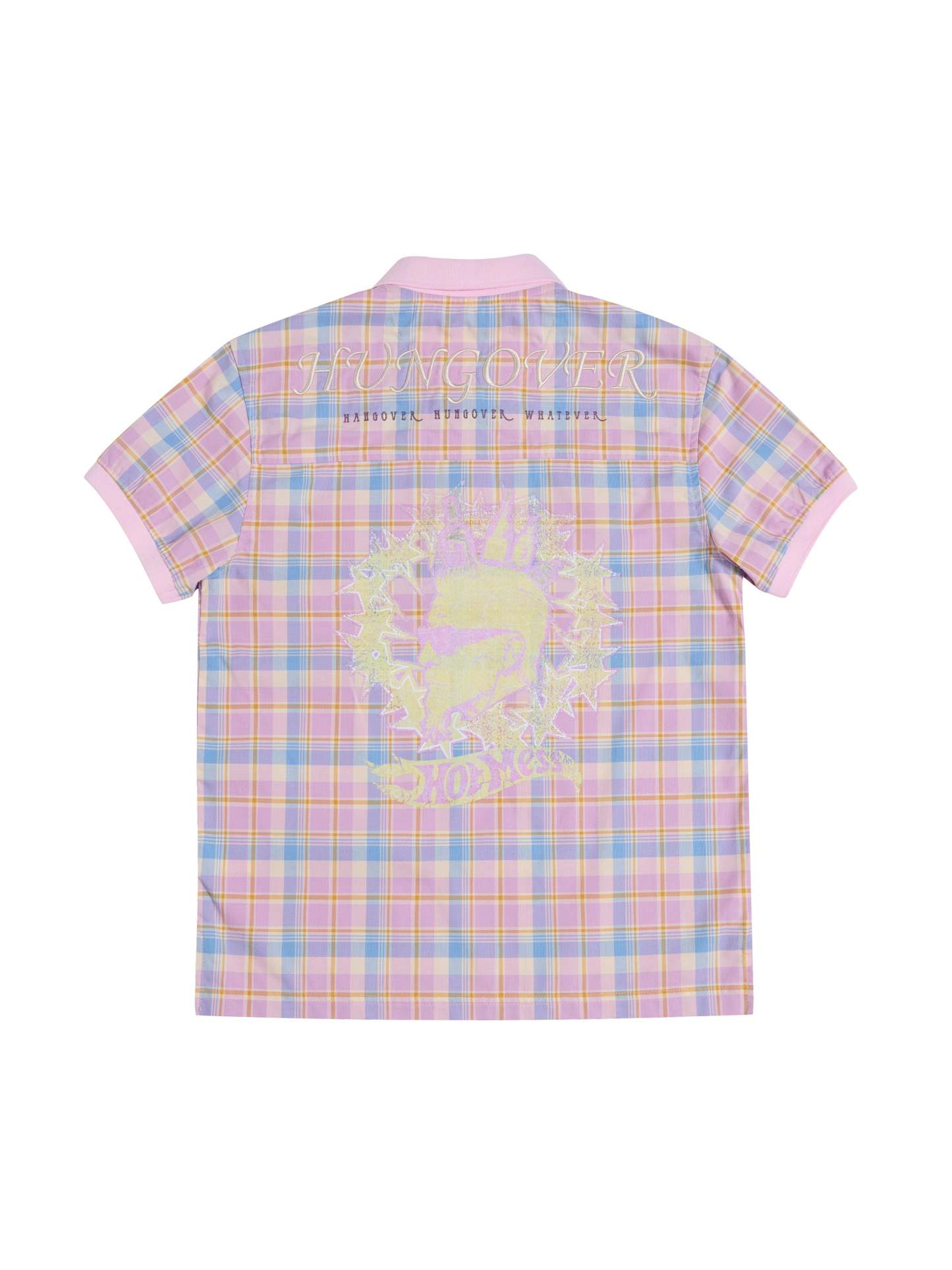 "Dance Floor High" Pink Plaid Embroidered Printed Polo Shirt