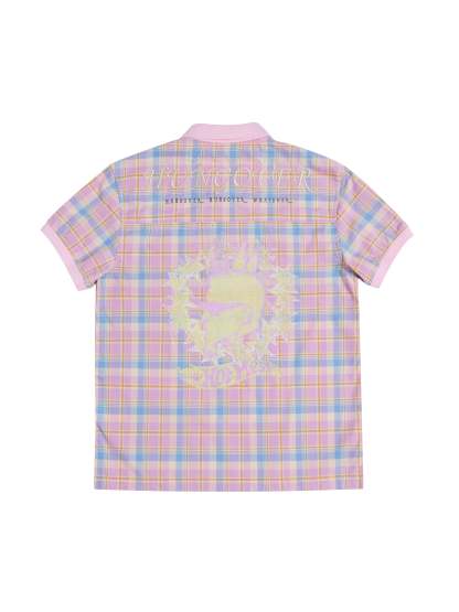 "Dance Floor High" Pink Plaid Embroidered Printed Polo Shirt
