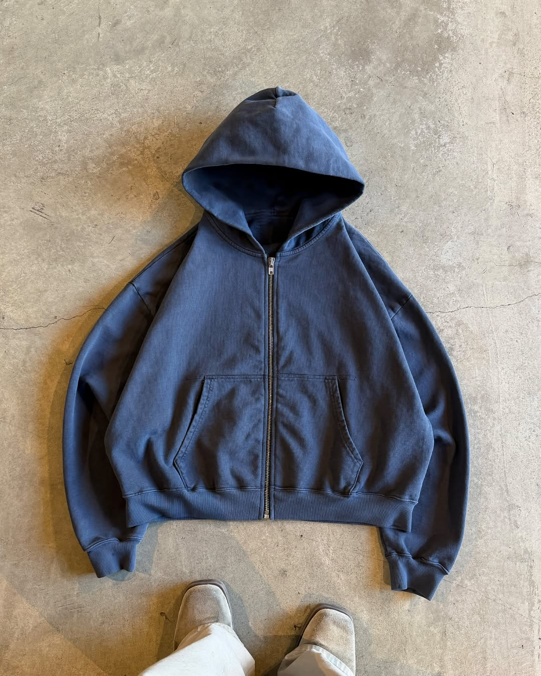 VINTAGE WASH CROP ZIP-UP HOODIE