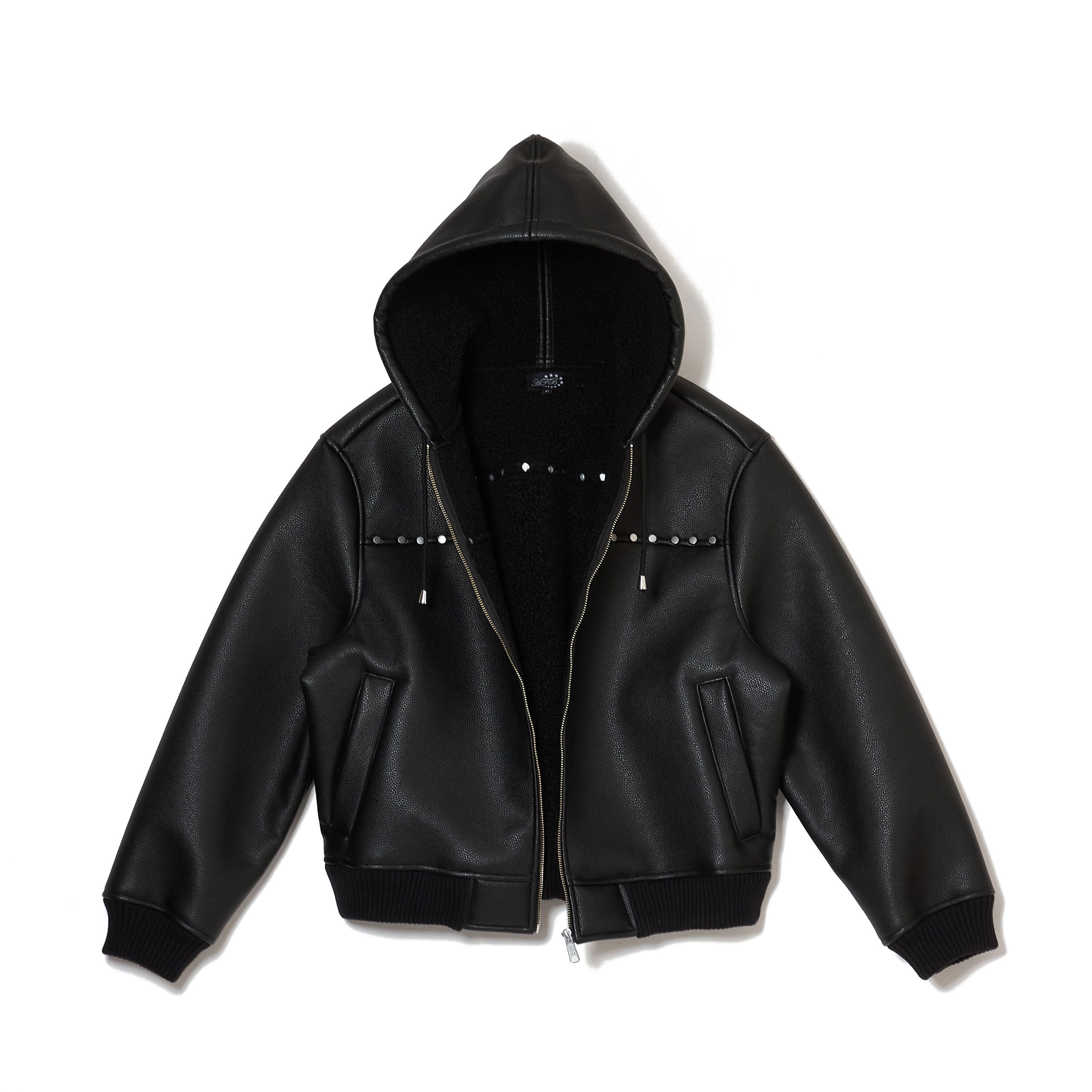 HOODED STUDDED BOMBER