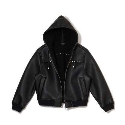 HOODED STUDDED BOMBER
