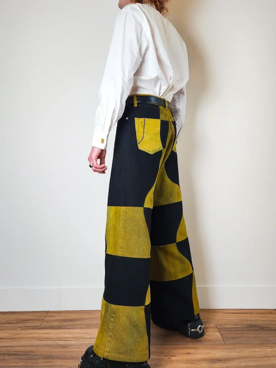 V-Wave Checker Jeans — Black & Sulfur Edition