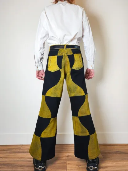 V-Wave Checker Jeans — Black & Sulfur Edition
