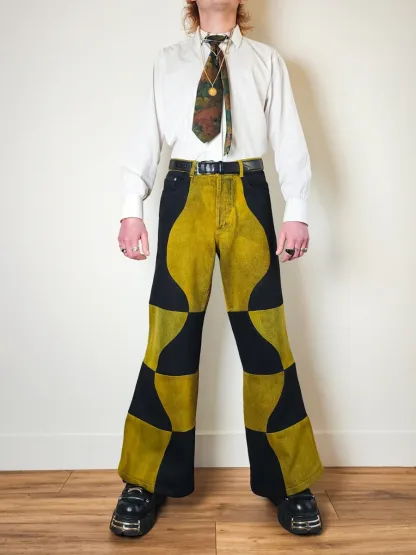 V-Wave Checker Jeans — Black & Sulfur Edition