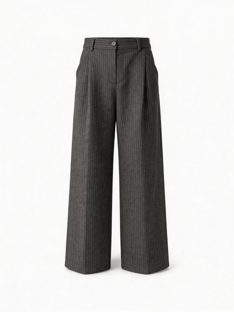 STRIPED PLEATED PANTS