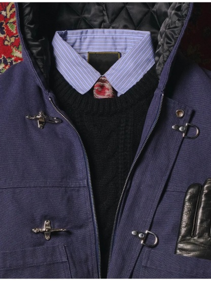 15OZ INDIGO CANVAS CLASP BOMBER JACKET