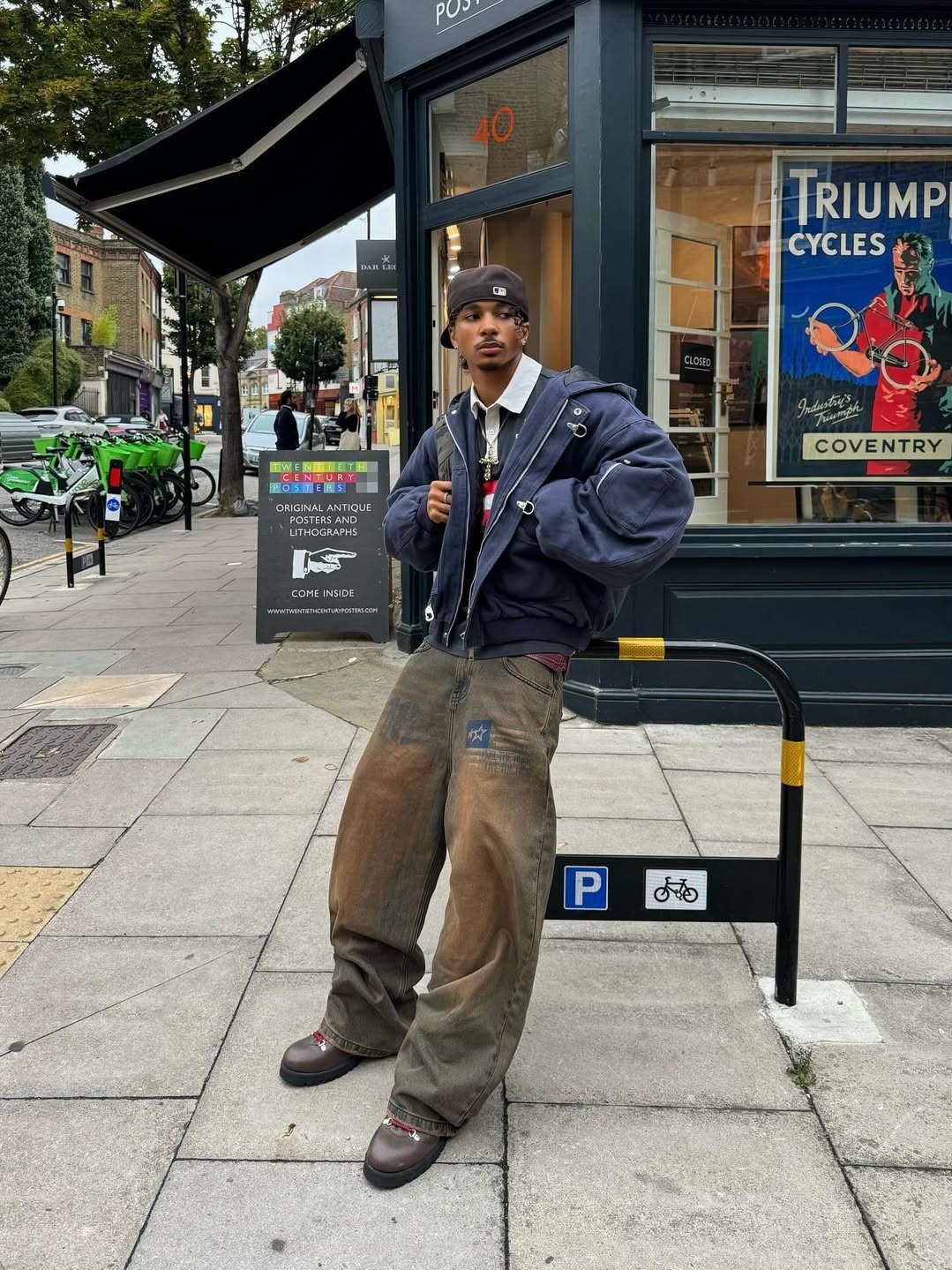 15OZ INDIGO CANVAS CLASP BOMBER JACKET