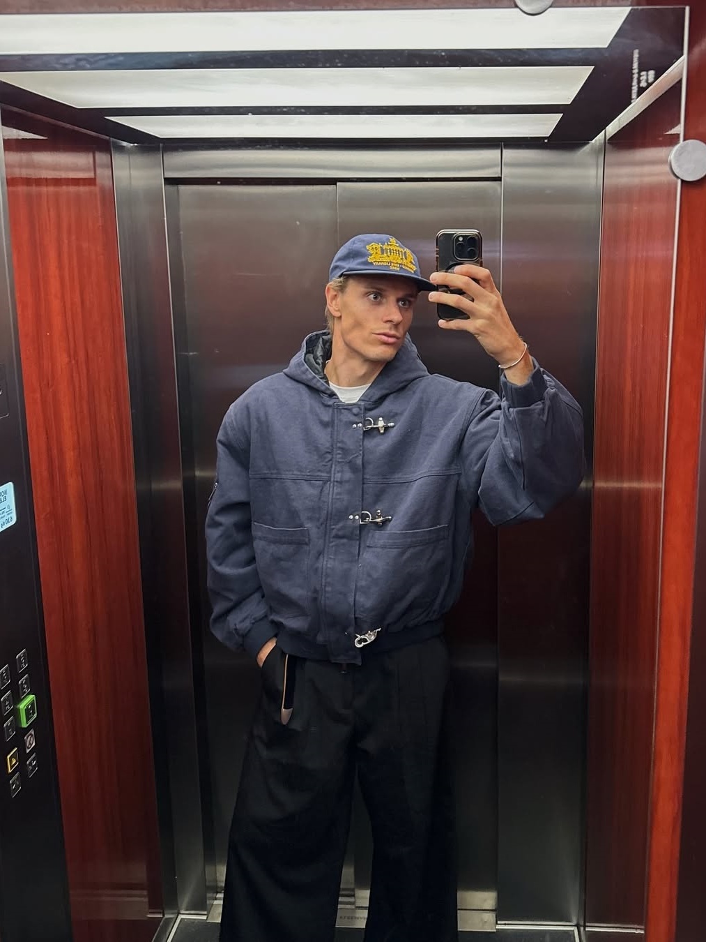 15OZ INDIGO CANVAS CLASP BOMBER JACKET