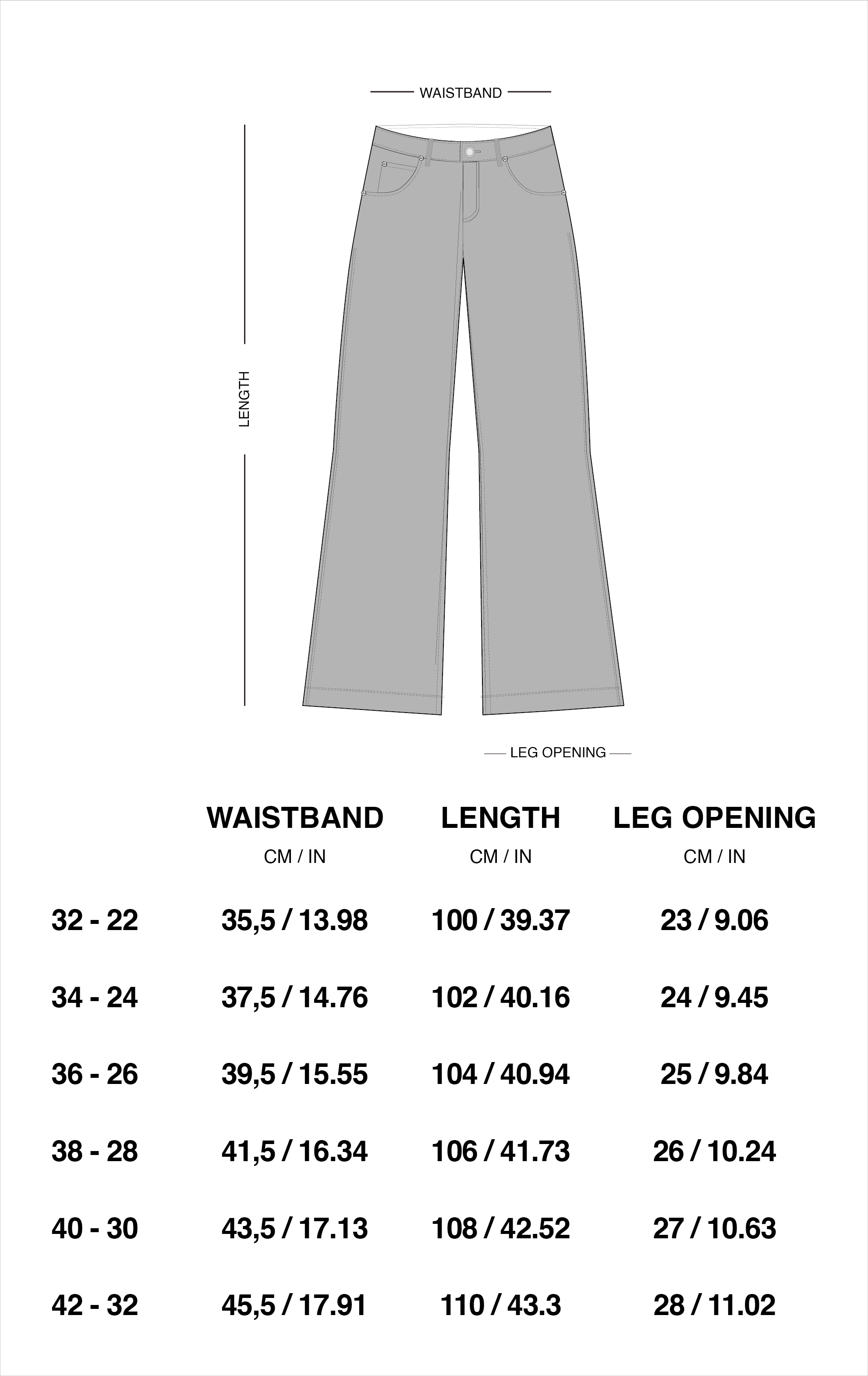 popup size guide