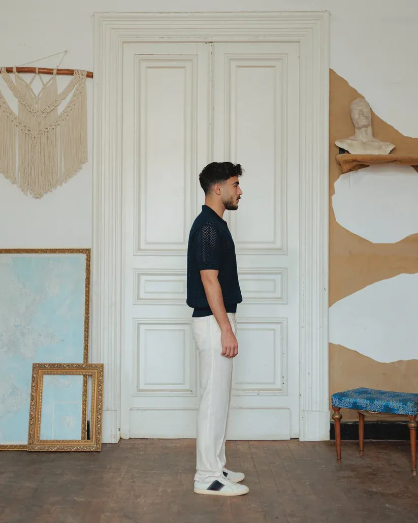 Knit polo shirt