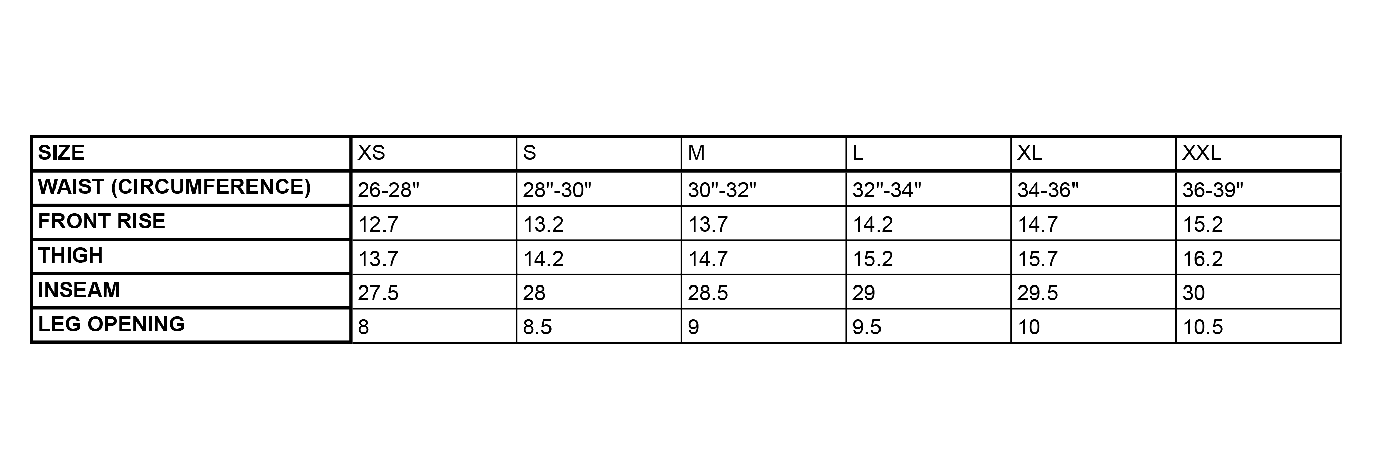 Pleated Felt Trousers size chart