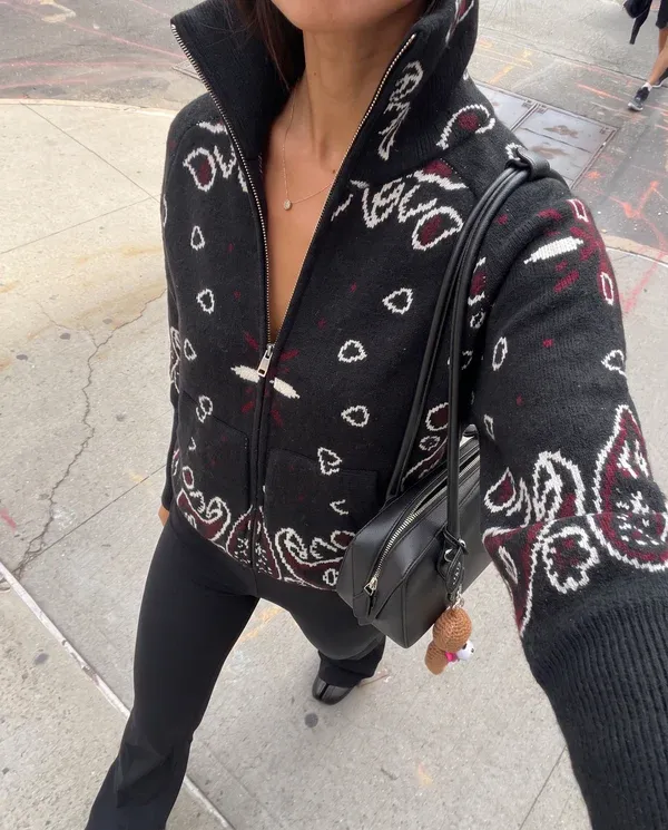 Carla Bandana Zip-Up Sweater