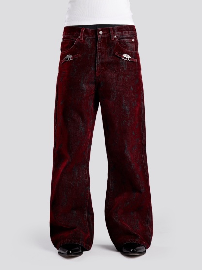 KNUCKLE BOOTCUT VELVET PANTS