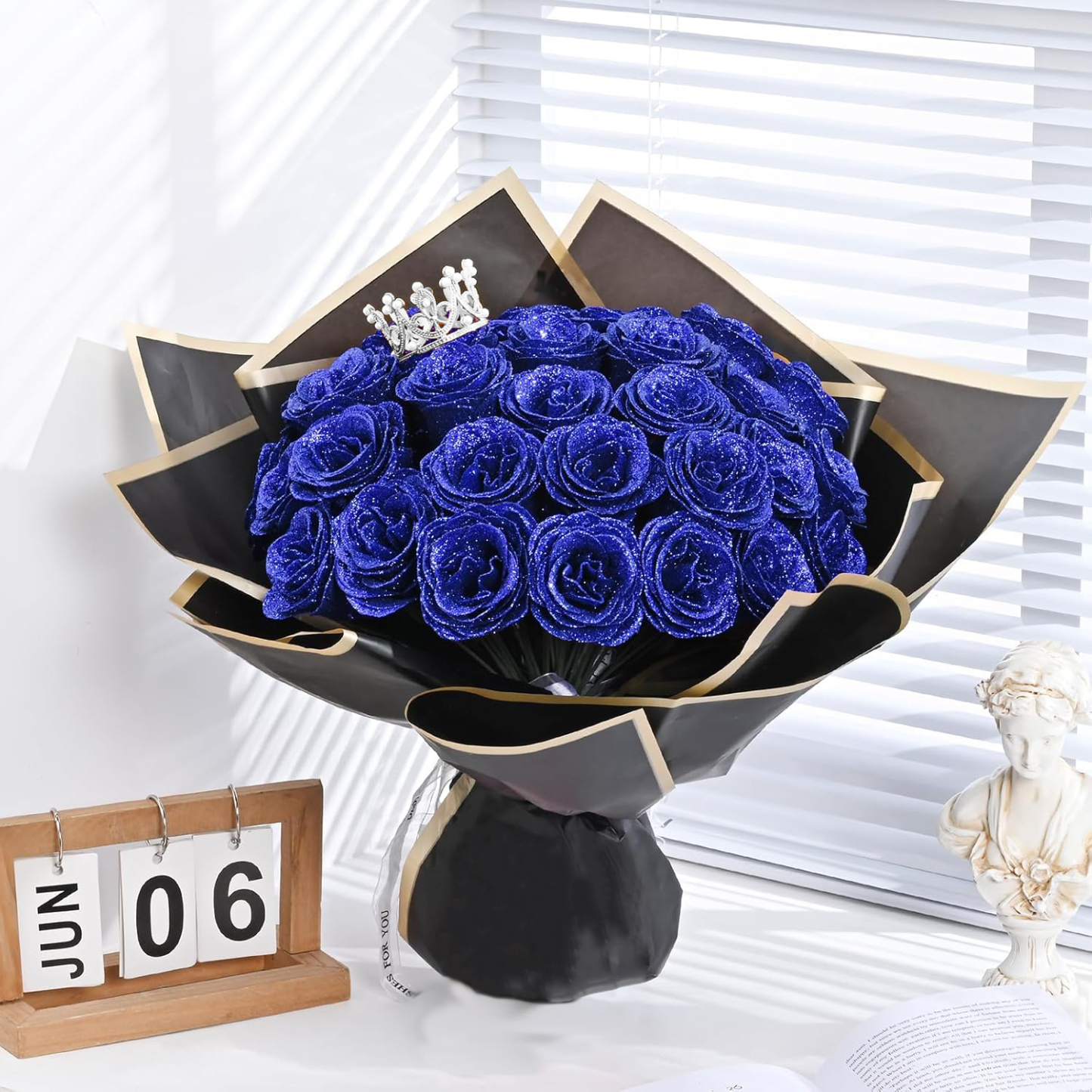 Glitter Rose Bouquet Couple Glitter Everlasting Rose Bouquet (Never Wither)