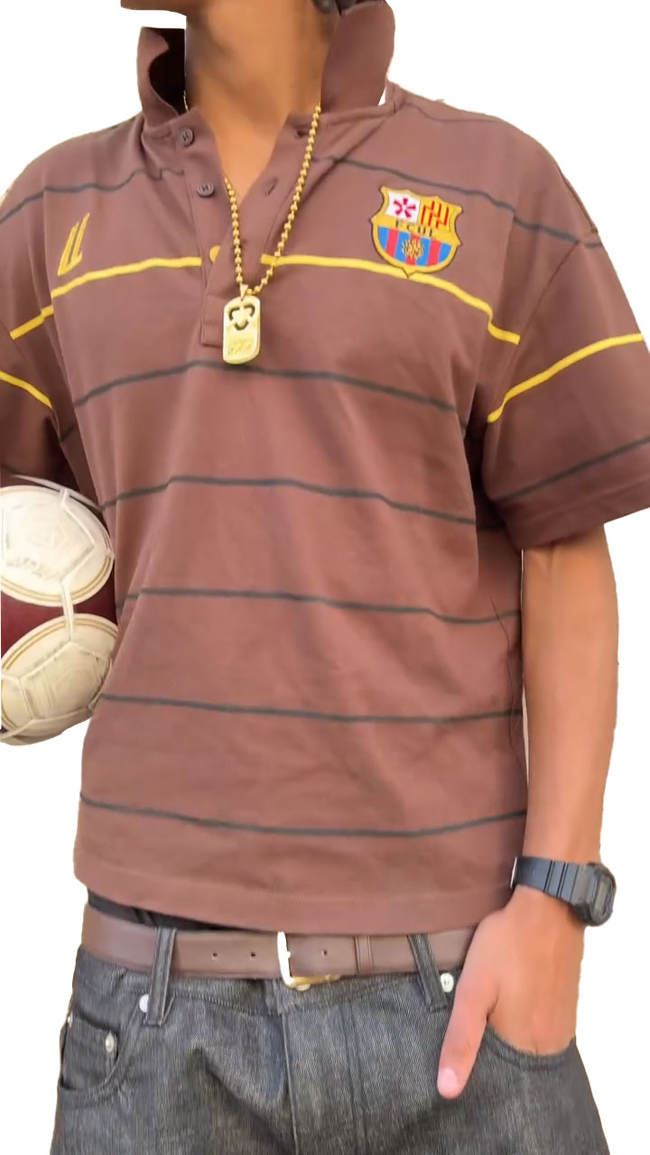 Navy Gold Stripe Polo & Brown Gold Stripe Polo