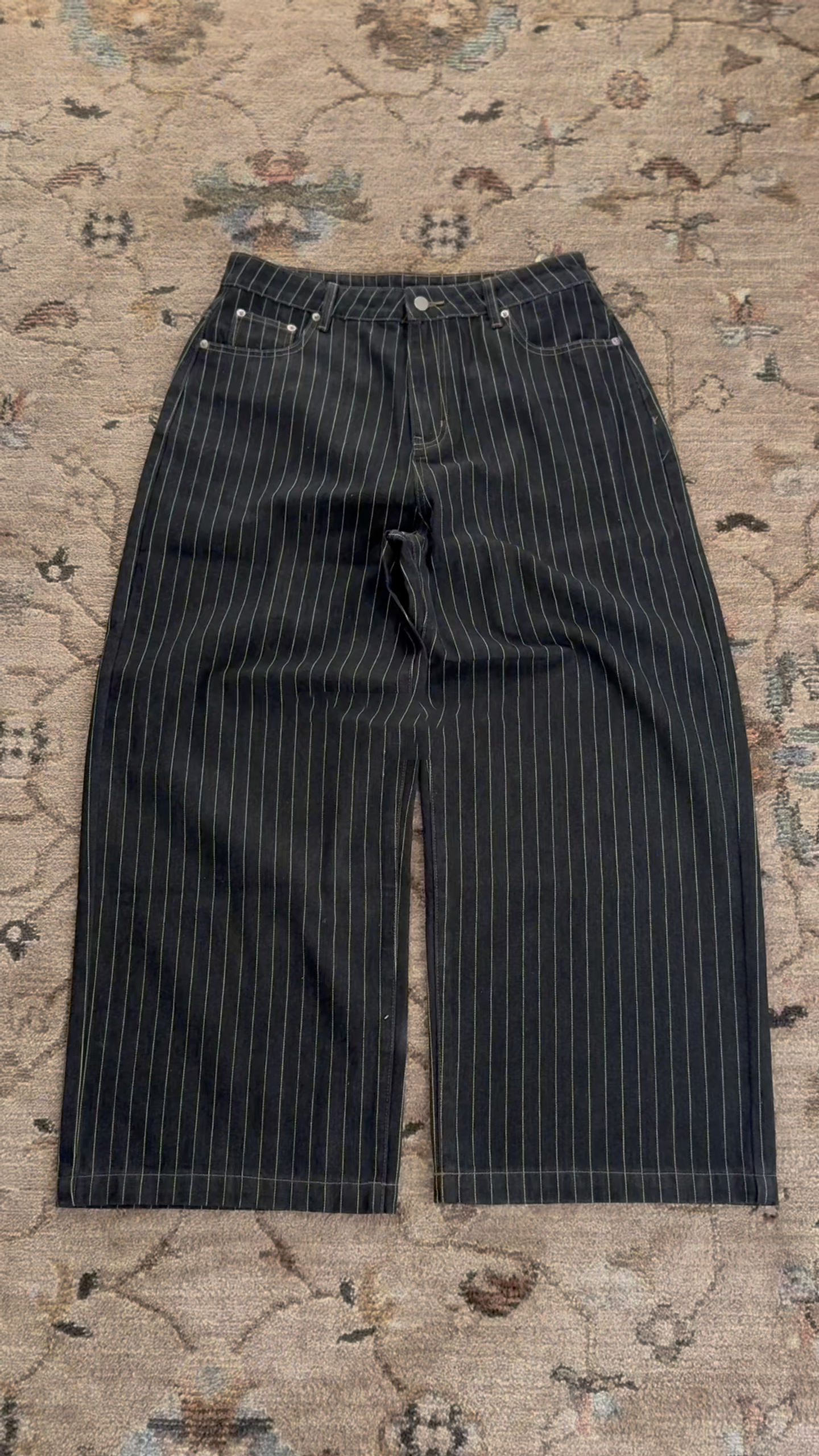 PINSTRIPE WIDE LEG DENIM