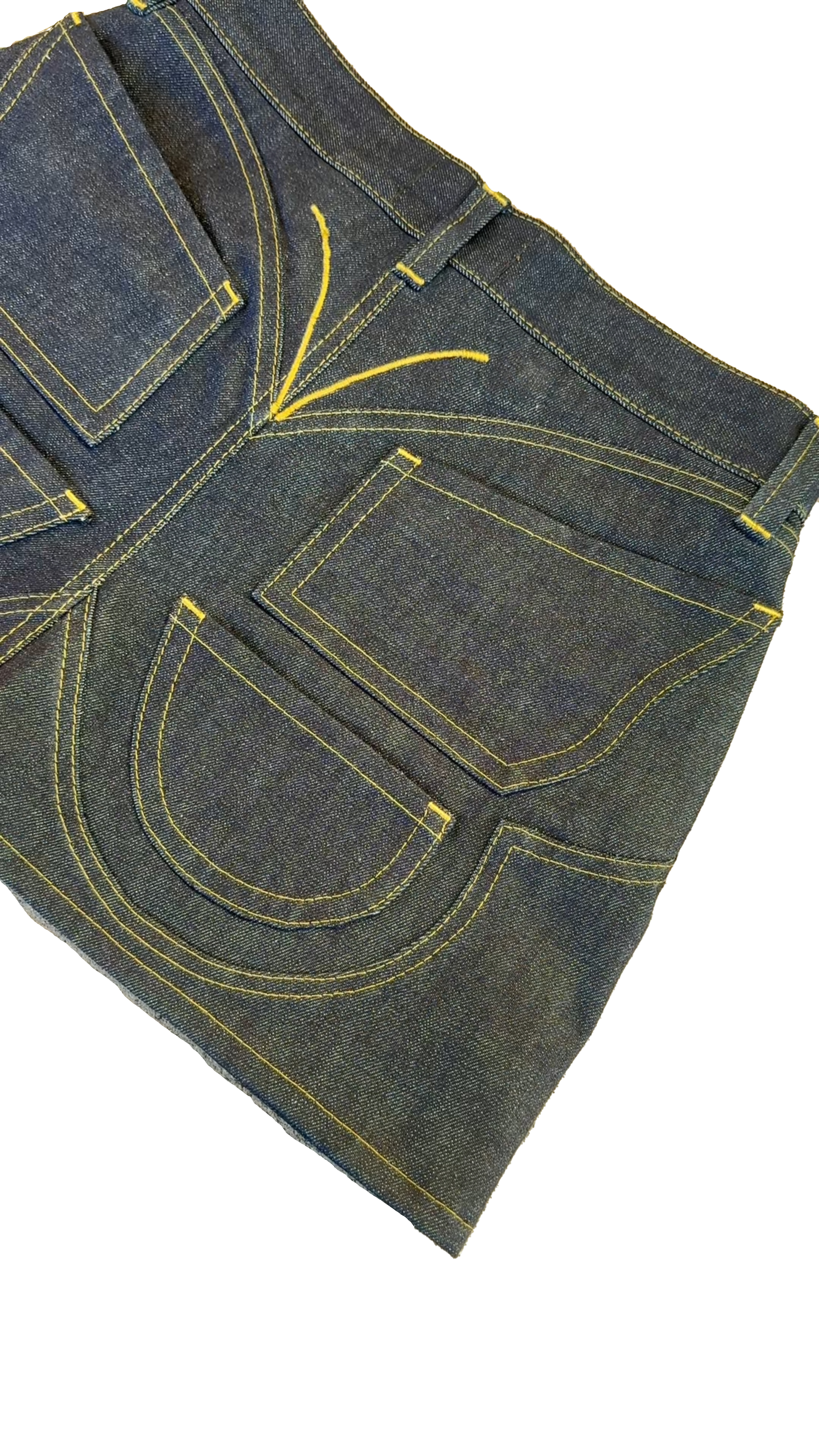 Y-Stitch Multi-Pocket Denim Mini Skirt