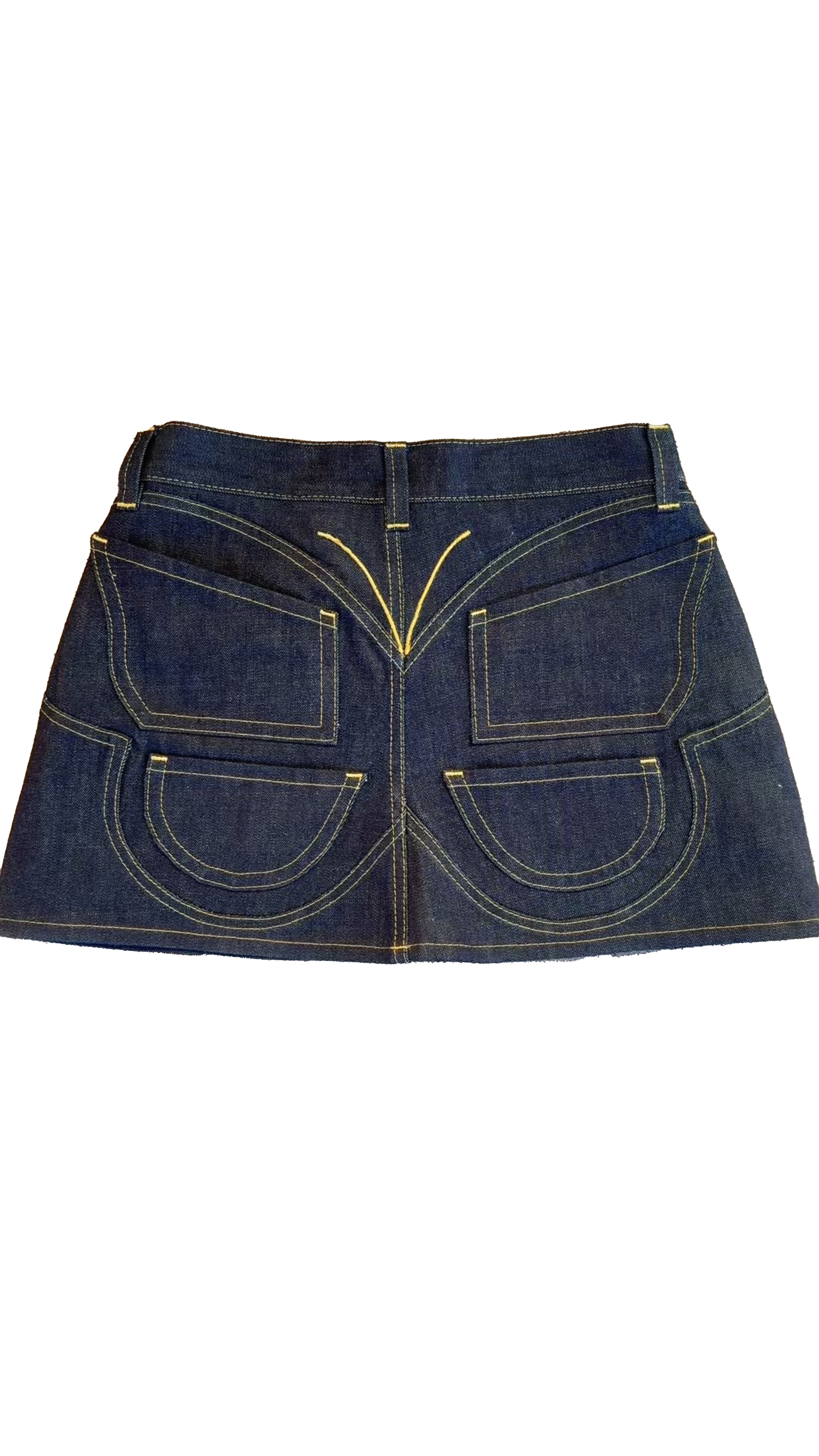 Y-Stitch Multi-Pocket Denim Mini Skirt