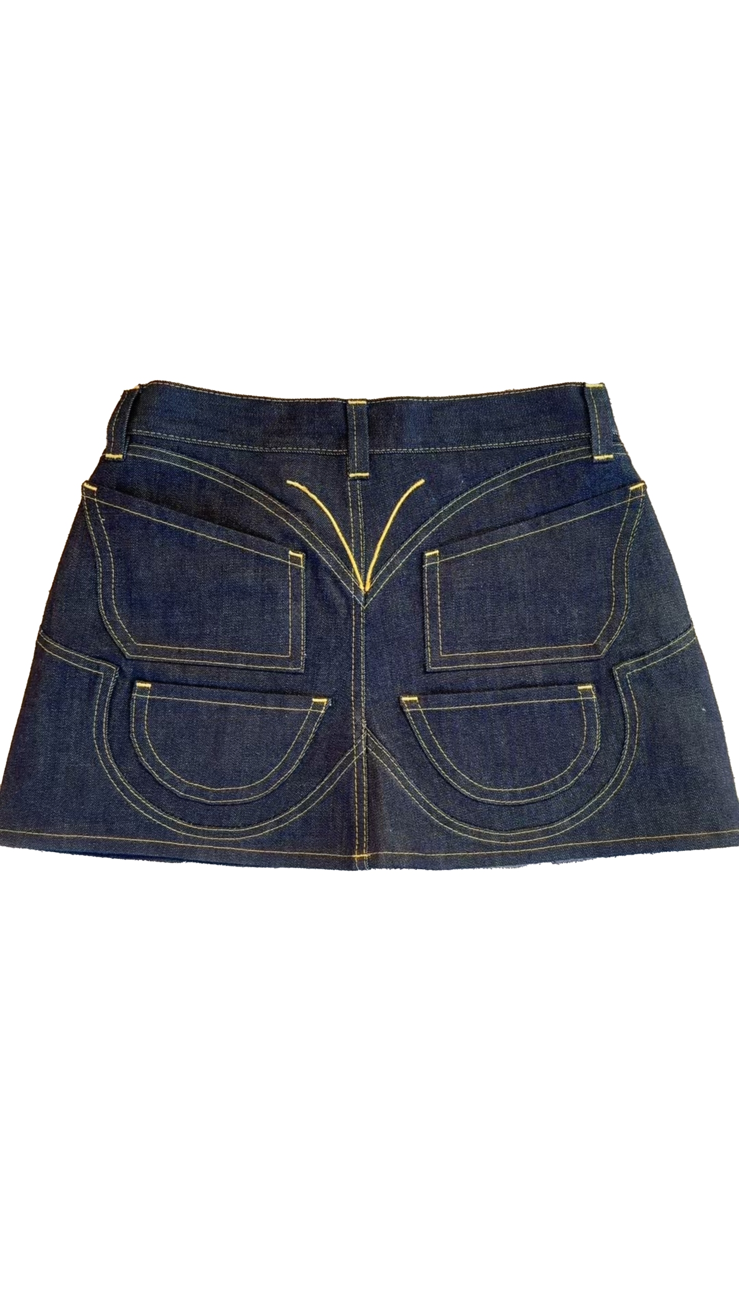 Y-Stitch Multi-Pocket Denim Mini Skirt