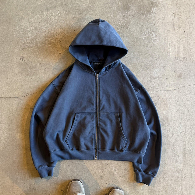 VINTAGE WASH CROP ZIP-UP HOODIE