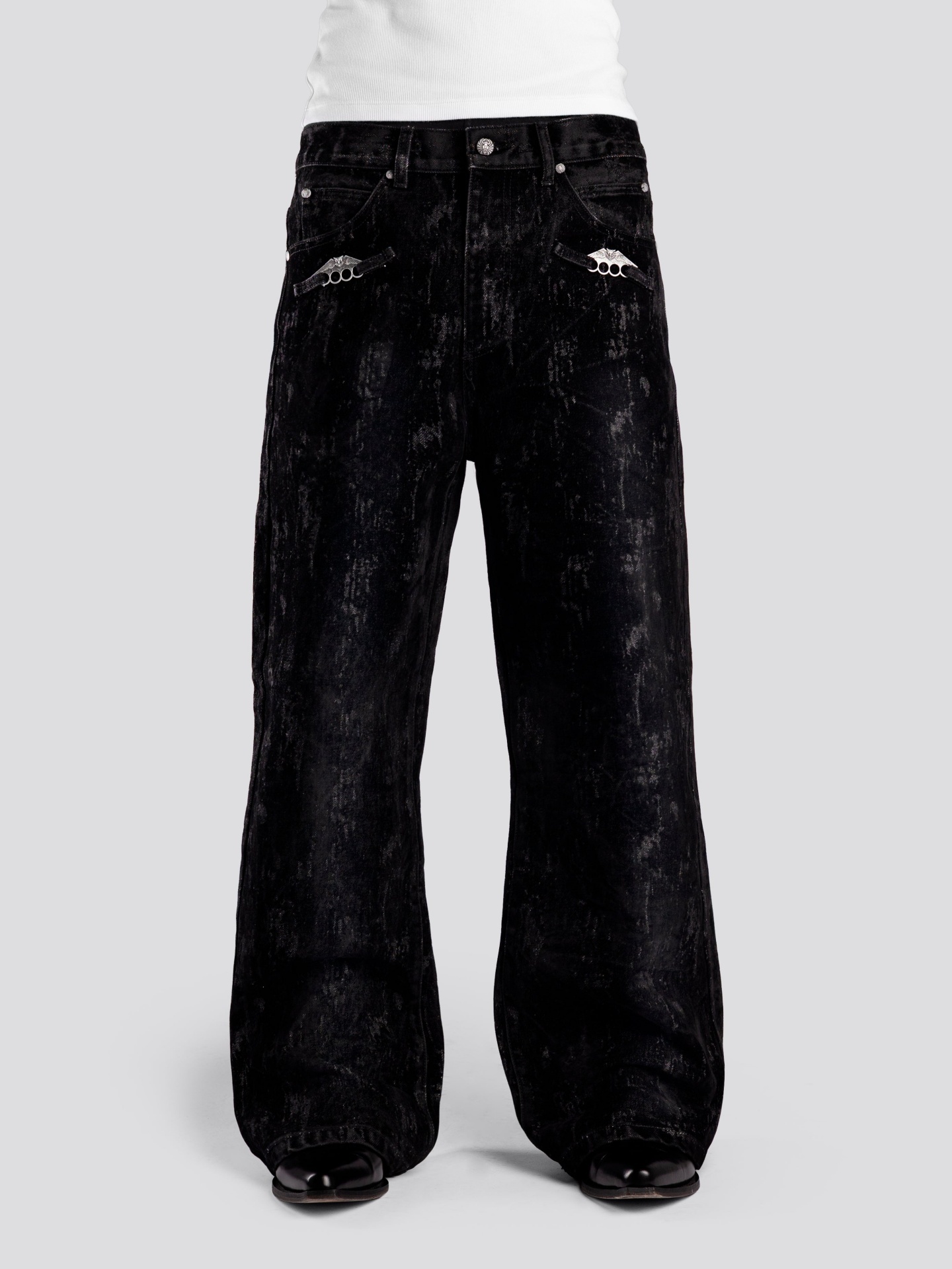 KNUCKLE BOOTCUT VELVET PANTS