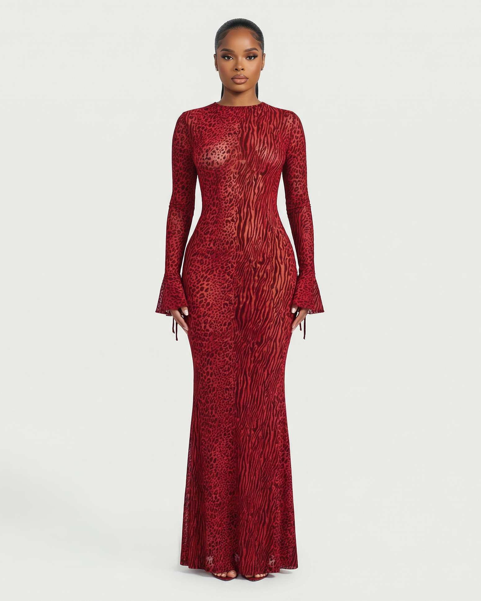 ASHLEY Mesh Open Back Maxi Dress