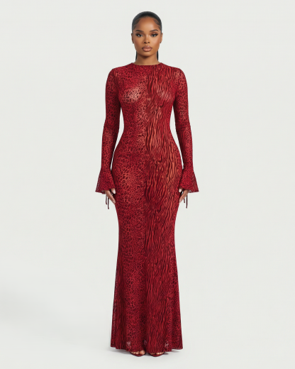 ASHLEY Mesh Open Back Maxi Dress