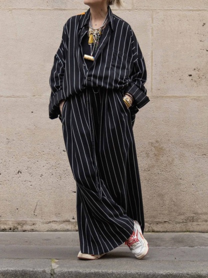 COLOR-BLOCK PLEATED TROUSERS