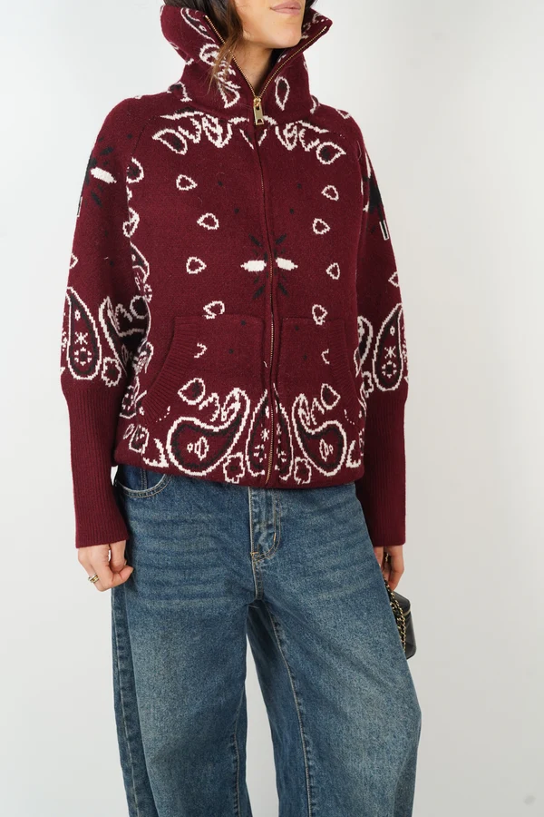 Carla Bandana Zip-Up Sweater